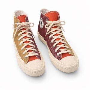 CONVERSE Chuck Taylor All Star High Top Canvas Sneakers  Orange Burgundy Tan